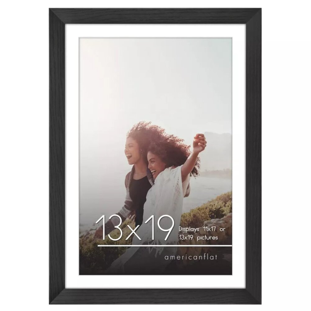 American Flat Poster Frame 13x19 black glass